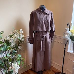 Vintage Women's Utex Design Trench Coat Tan Double Breasted Gingham 4 6 8 Y2K